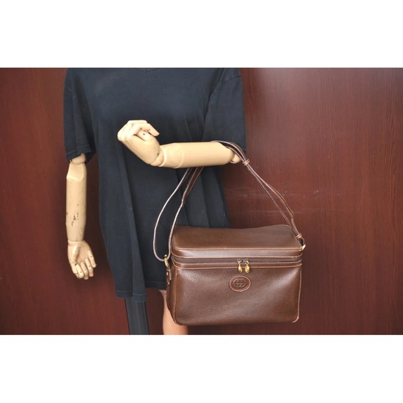 Auth RARE GUCCI Shoulder Cross Body Hand Bag GG Leather Brown GUC - Picture 16 of 16